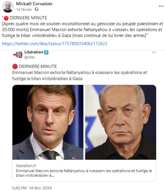 Macron, soutien inconditionnel de Nétanyahou